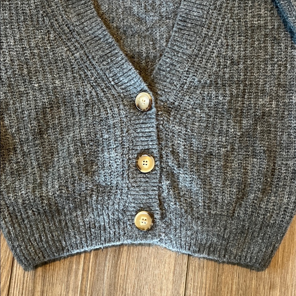H&M Charcoal Button-Up Cardigan, Sz SM - Picture 7 of 7